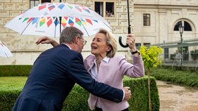 Předsedkyně Evropské komise Ursula vod der Leyenová a premiér Petr Fiala na oficiálním zahájení předsednictví v Radě Evropské unie. (1.7.2022)