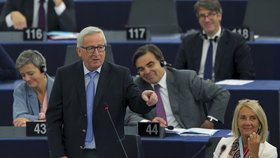 Předseda Evropské komise Jean-Claude Juncker před Evropským parlamentem.