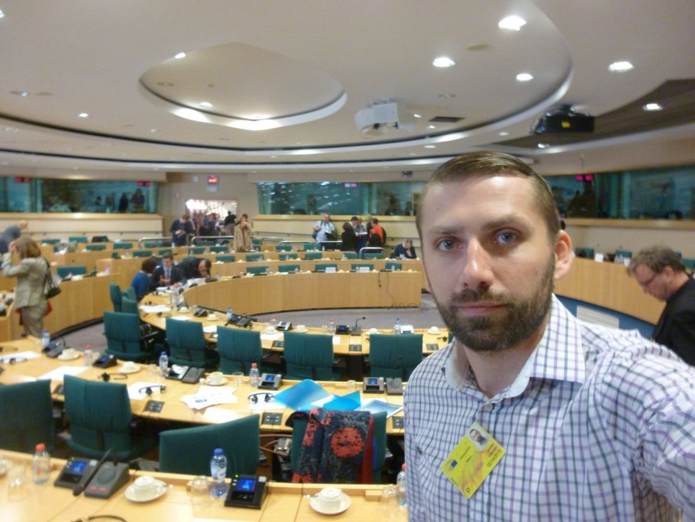 Redaktor Blesk.cz Jaroslav Šimáček na semináři pořádaném Evropským parlamentem k budoucnosti potravin v EU