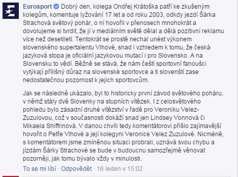 Reakce Eurosportu na stížnosti diváků