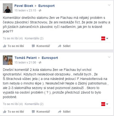 Stížnosti diváků na facebooku Eurosportu