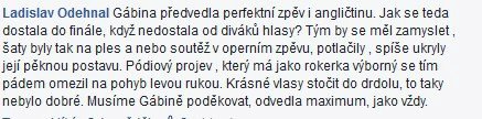 Každý divák má na vystoupení Gábiny Gunčíkové v Eurovizi jiný názor.