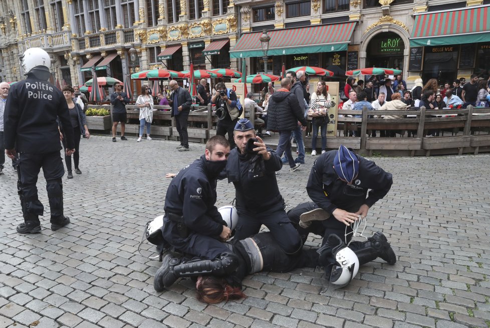 Eurovolby 2019: Protesty žlutých vest a dalších demonstrantů v belgickém Bruselu