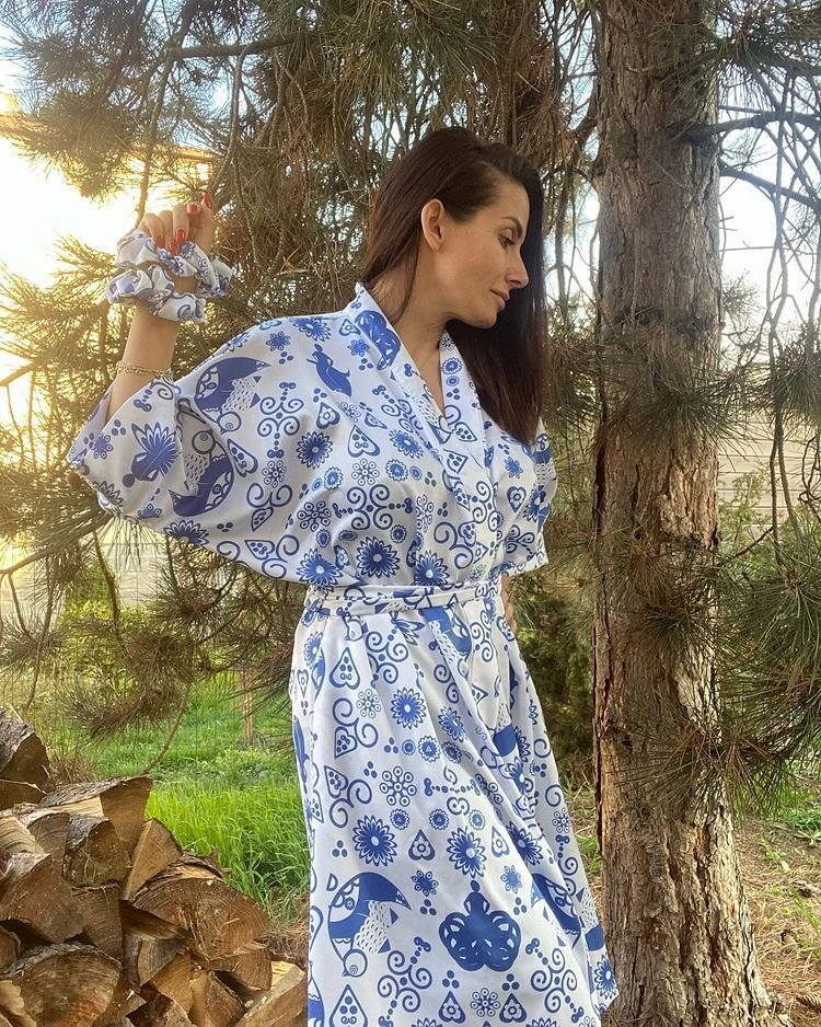 Eva Decastelo v kimonu vlastní výroby