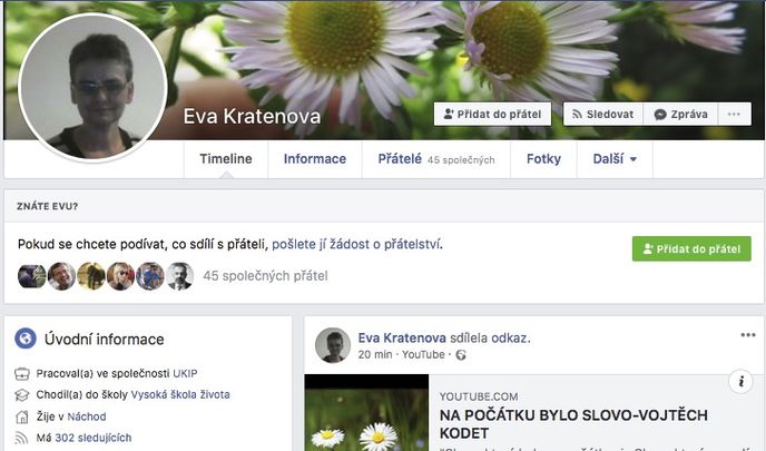 Eva Kratenova - profil bez diakritiky