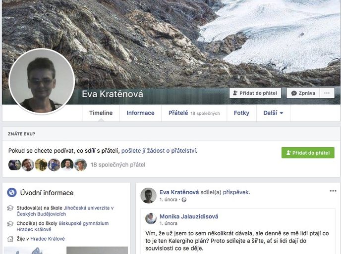 Eva Kratěnová - profil s diakritikou