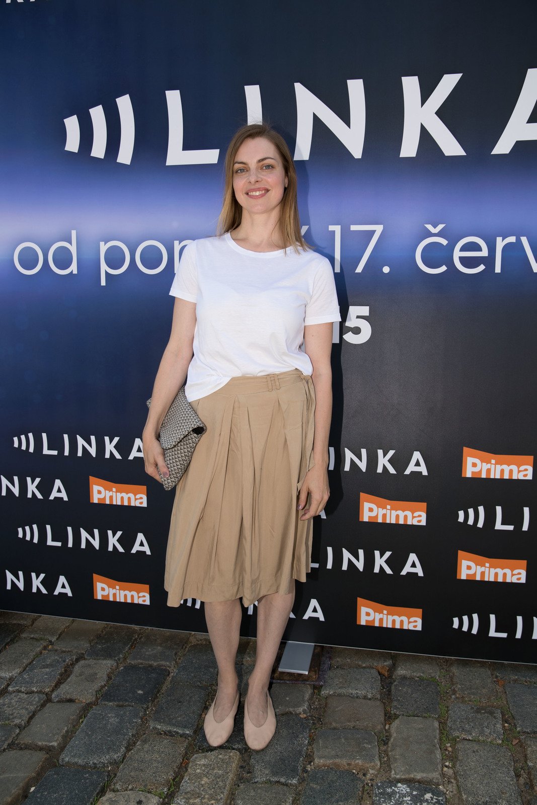 Eva Leimbergerová na tiskové konferenci seriálu Linka