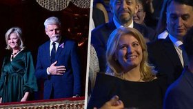 Eva Pavlová po boku Petra Pavla a Zuzana Čaputová s Jurajem Rizmanem na Cenách Paměti národa v Národním divadle (17.11.2025)