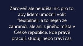 Eva Pavlová se vyslovila pro flexibilnější možnosti odevzdání hlasů při volbách.