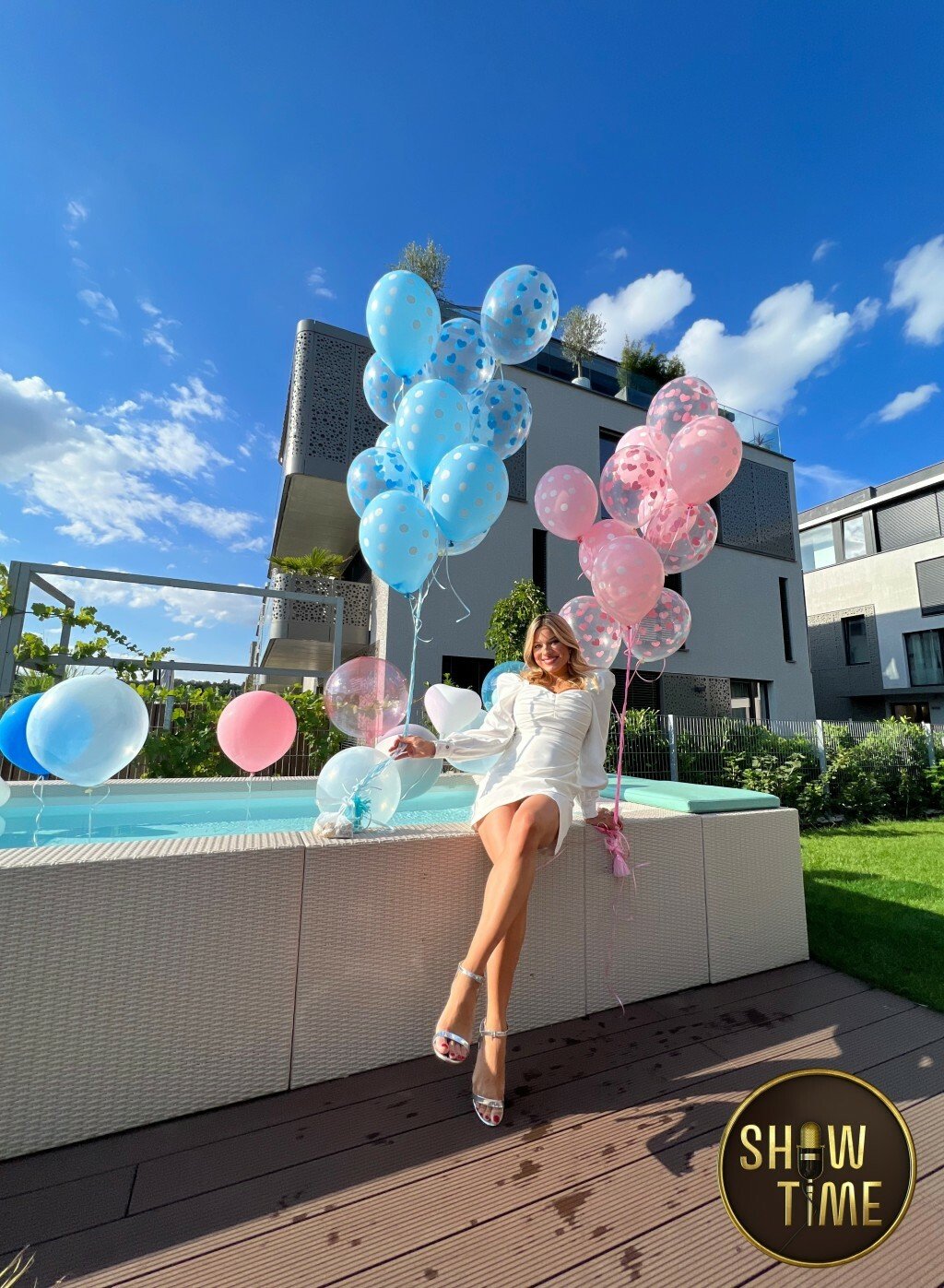 Eva Perkausová pomocí balonků oznamovala pohlaví miminka