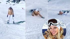 Perkausová "hubou" dolů ze svahu: Takhle se moderátorka učila na snowboardu