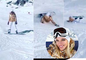 Eva Perkausová se učila na snowboardu na sněhu.
