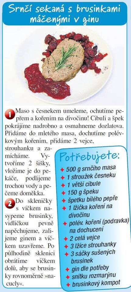 Menu z hájovny Evy Pilarové