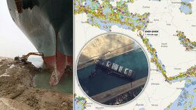 V Suezském průplavu uvízla obří loď Ever Given s přepravními kontejnery