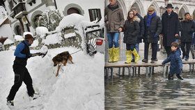 Sníh ochromuje dopravu po celé Evropě, Itálie hlásí záplavy a na horách hrozí laviny