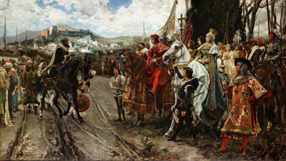 Kapitulace Granady jak ji vyobrazil v 19. století španělský malíř Pradilla.