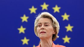 Šéfka Evropské komise Ursula von der Leyenová během proslovu a stavu EU (13.9.2023)