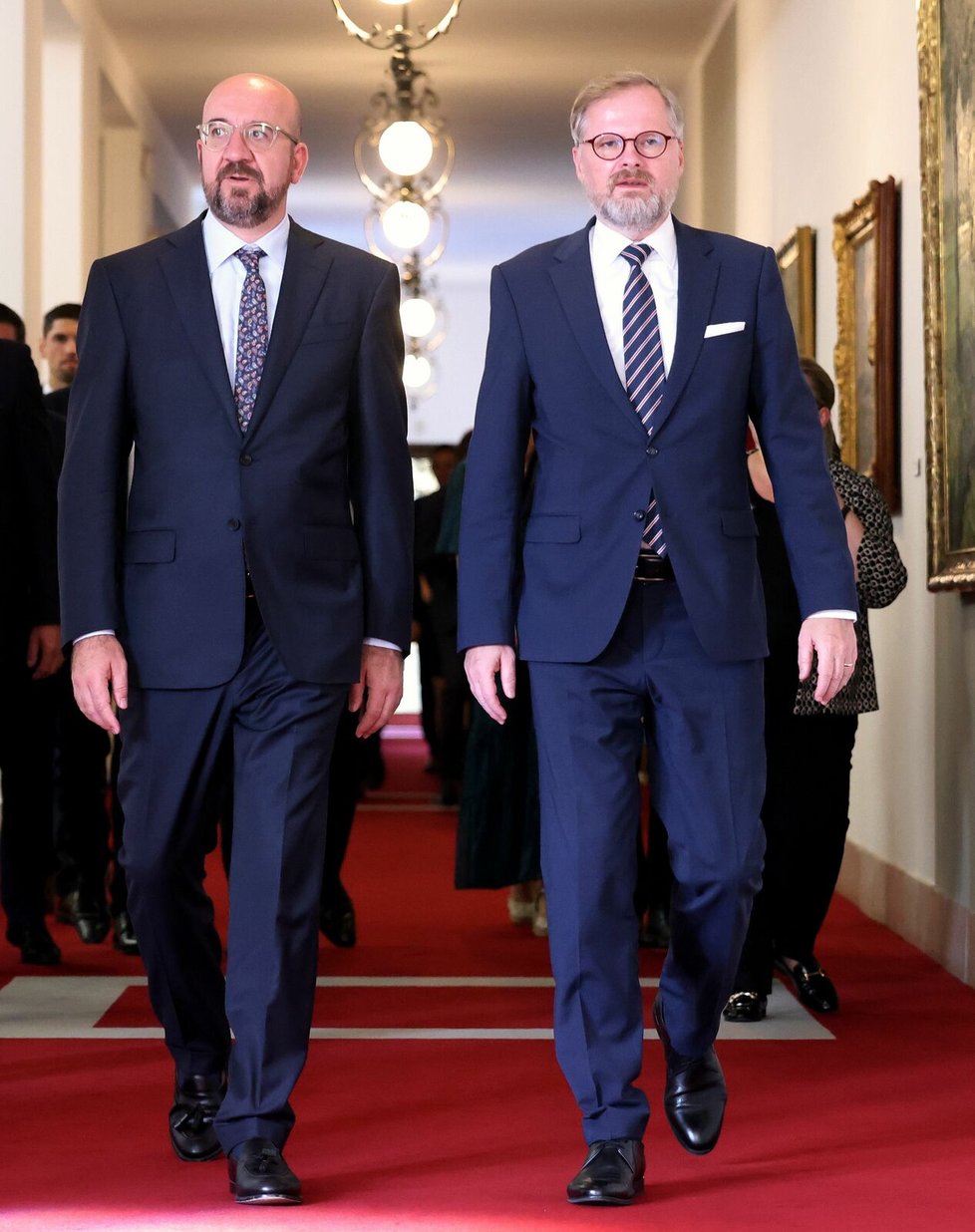 Europrezident Charles Michel s Petrem Fialou v Praze