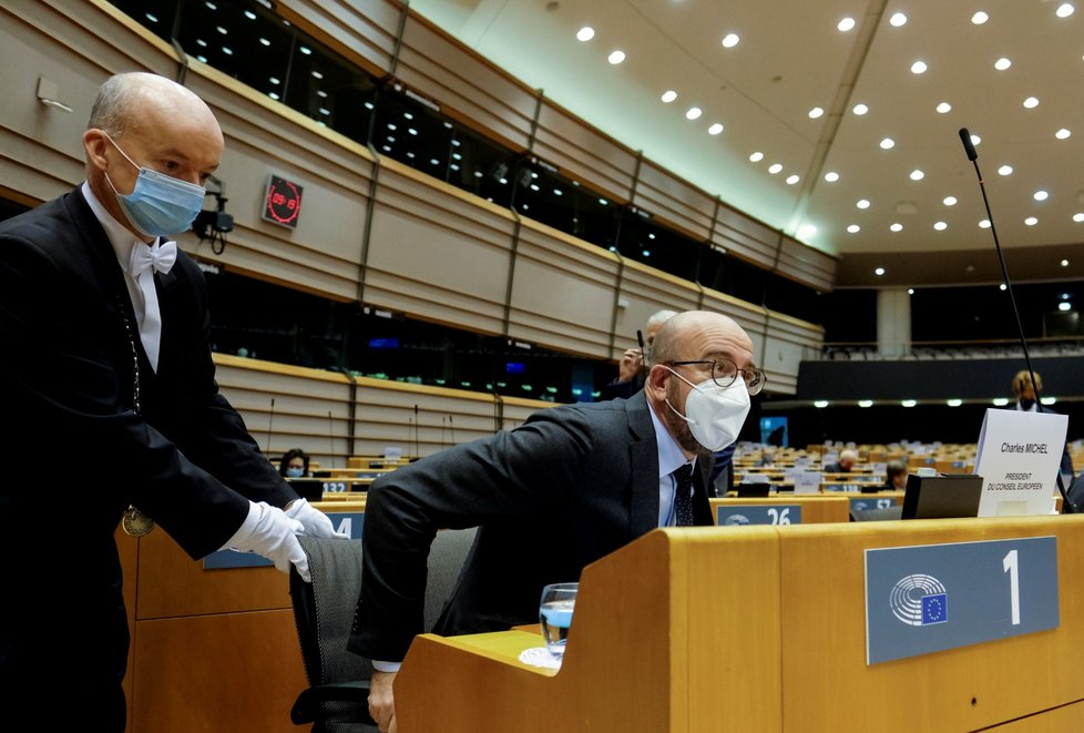 Předseda Evropské rady Charles Michel v europarlamentu.