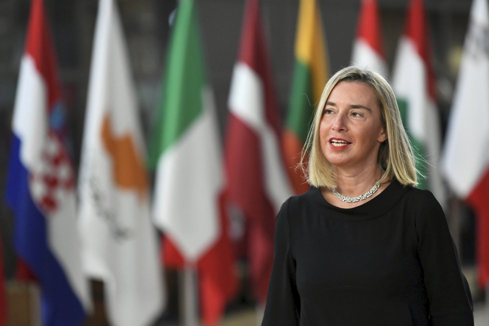 Šéfka zahraniční agendy Evropské unie Federica Mogheriniová summitu EU v Bruselu (18.10.2018)