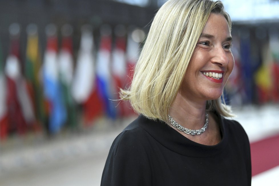 Šéfka zahraniční agendy Evropské unie Federica Mogheriniová summitu EU v Bruselu (18.10.2018)