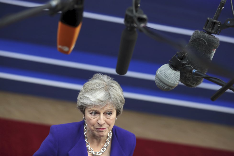 Britská premiérka Theresa Mayová na summitu EU v Bruselu (18.10.2018)