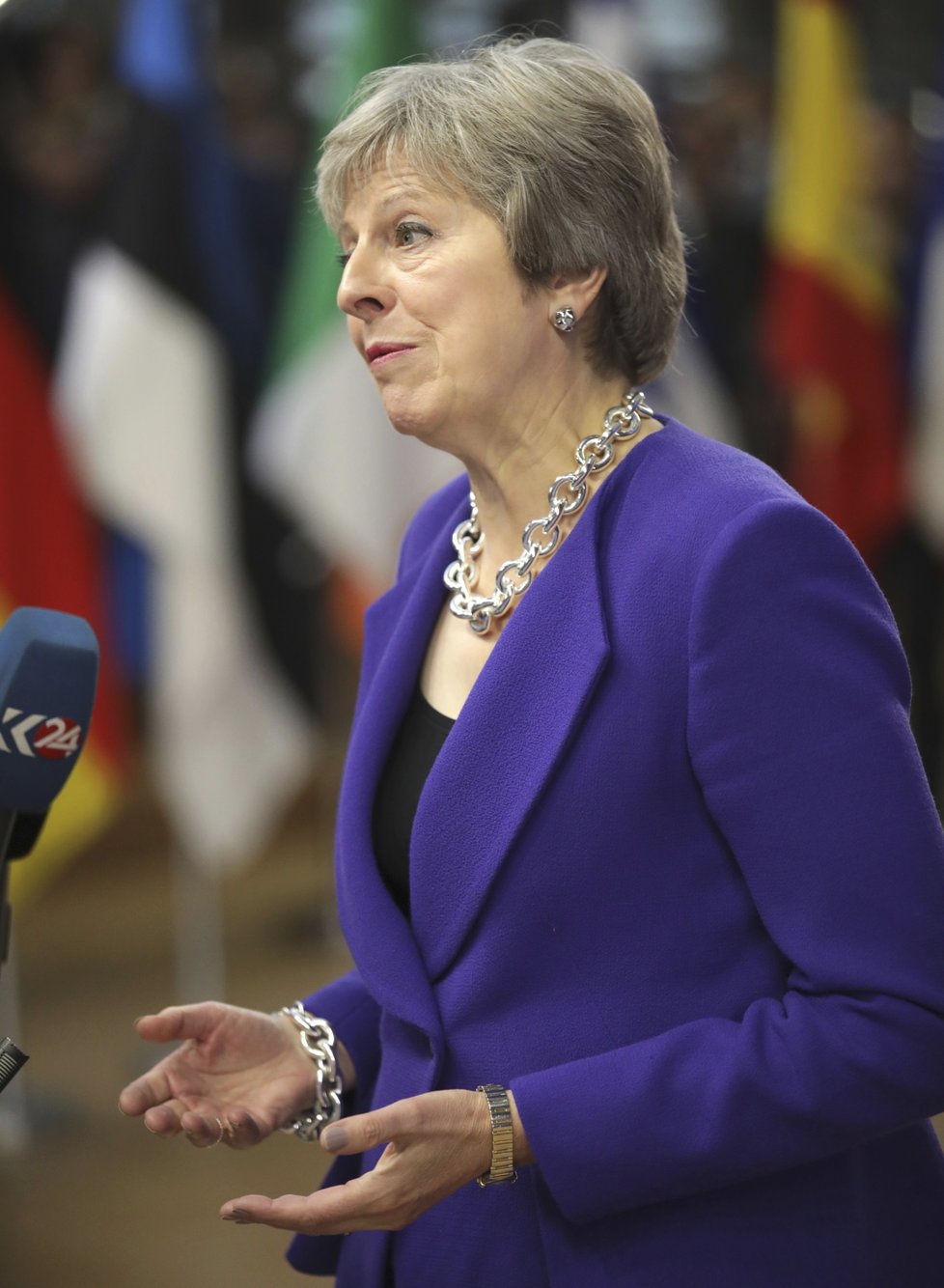 Britská premiérka Theresa Mayová na summitu EU v Bruselu (18.10.2018)