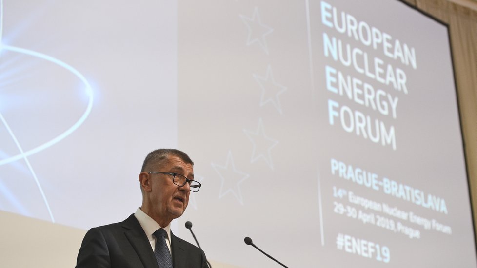 Premiér Andrej Babiš (ANO) vystoupil na Evropském jaderném fóru (ENEF), které konalo v Praze. (30. 4. 2019)