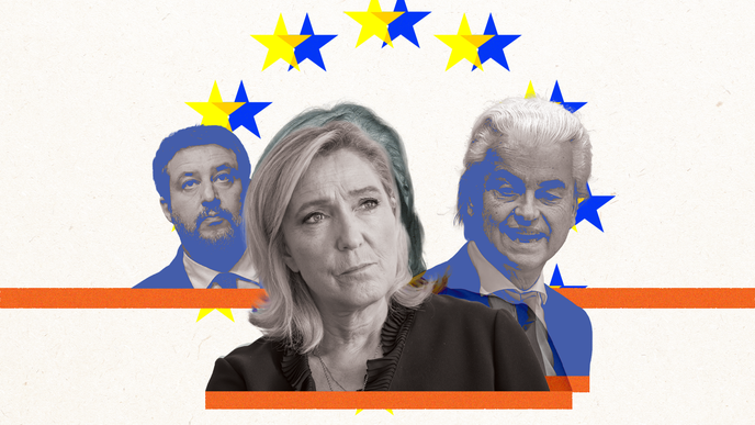 Marine Le Pen, Geerta Wilders (nalevo), Matteo Salvini (napravo)