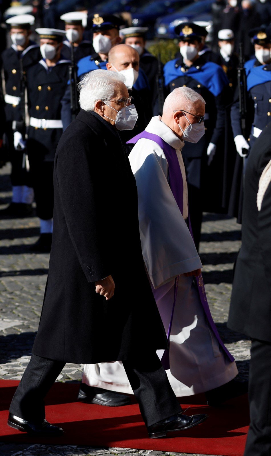 Italský prezident Sergio Mattarella na pohřbu zesnulého šéfa Evropského parlamentu Davida Sassoliho.