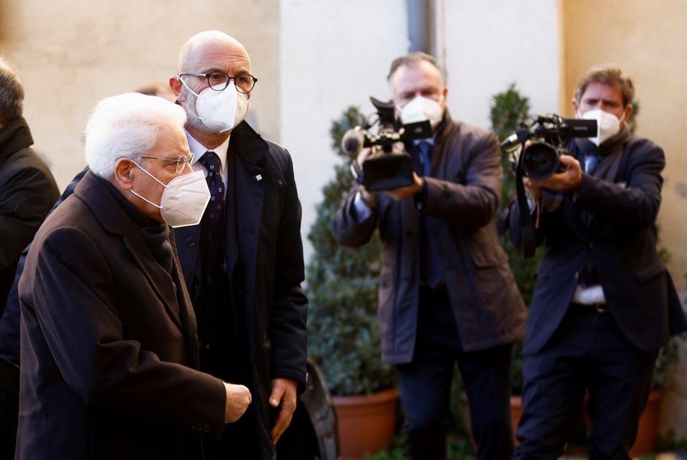 Italský prezident Sergio Mattarella na pohřbu zesnulého šéfa Evropského parlamentu Davida Sassoliho.