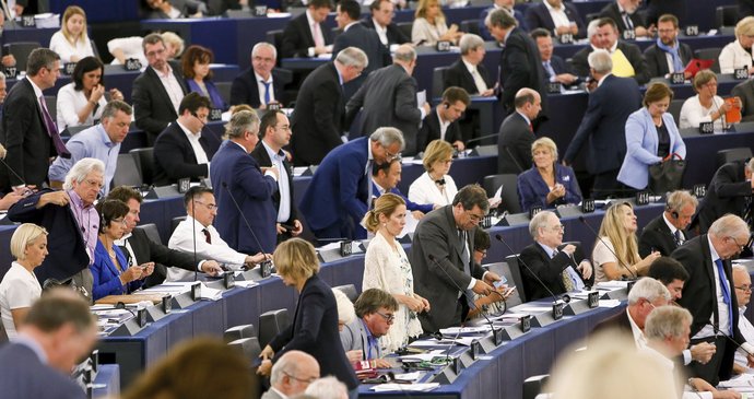 Hlasování poslanců v europarlamentu.