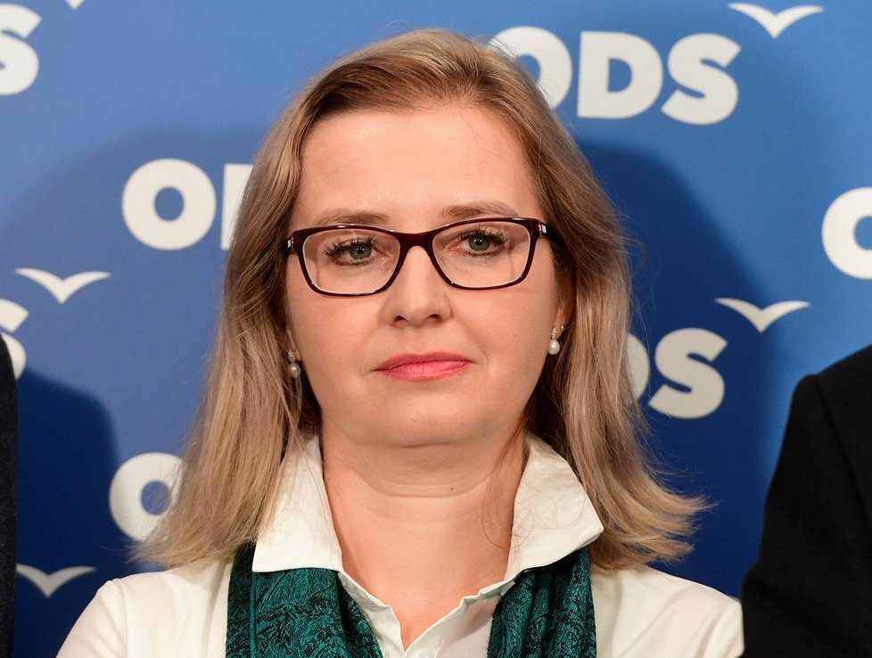 Radka Trylčová (ODS) během představování kandidátů do Evropského parlamentu (21. 1. 2019)