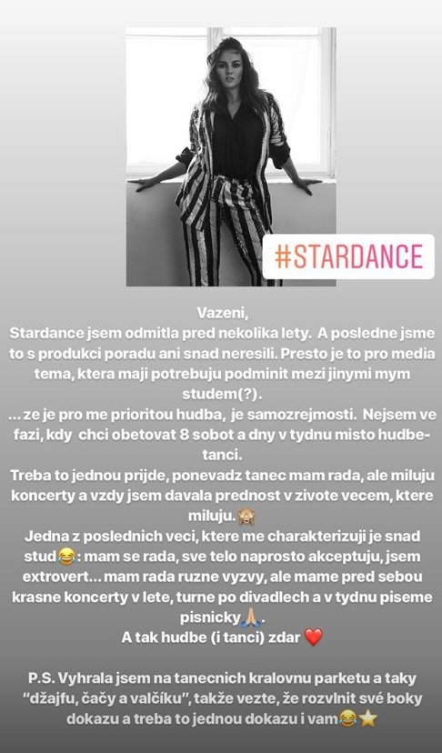 Zpěvačka Ewa Farna o tom, proč se nezúčastní soutěže StarDance