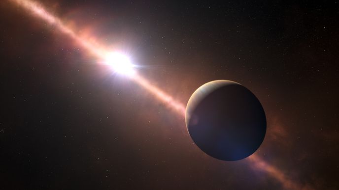 Exoplaneta Beta Pictoris b v představách malíře Exoplaneta Beta Pictoris b v představách malíře