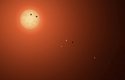 Ilustrace exoplanet v systému Trappist-1