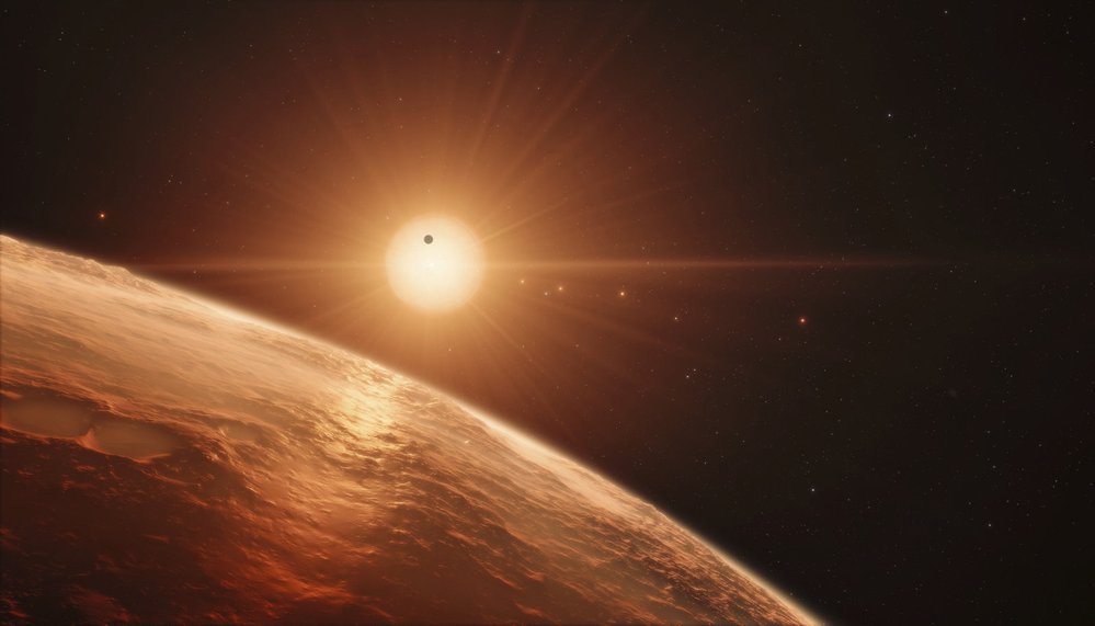 Ilustrace exoplanet v systému Trappist-1