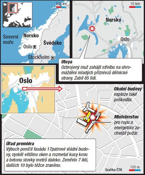 Výbuch v Oslu.