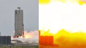 Prototyp nové rakety Starship společnosti SpaceX explodoval na testovací rampě v americkém státě Texas (29. 5. 2020)
