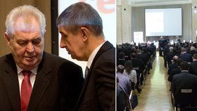 Miloš Zeman a Andrej Babiš na Setkání lídrů českého exportu 2016