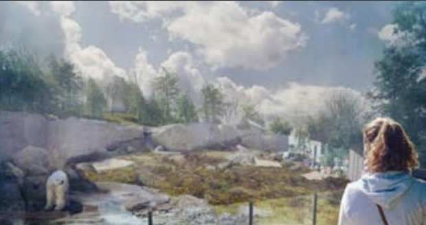 Brožura věnovaná nové expozici Arktida obsahuje vizualizace nového pavilonu ledních medvědů.