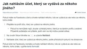 Návod, jak nahlásit falešné profily na Facebooku.