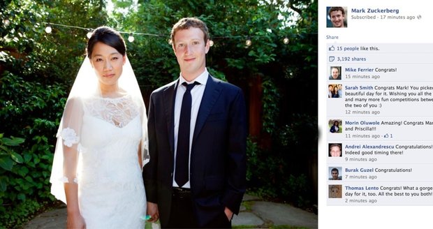 Mark svou svatbu oznámil na Facebooku