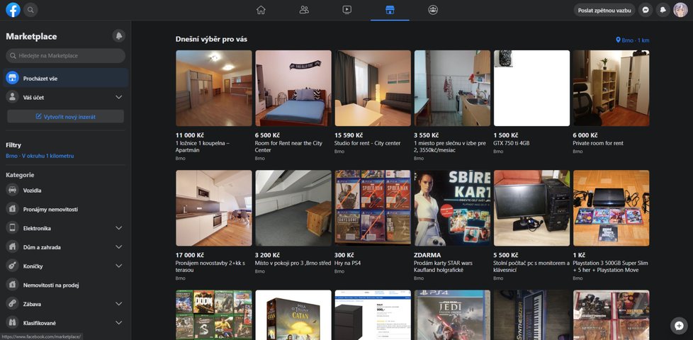 Tohle je již Marketplace, místo pro prodávání věcí.