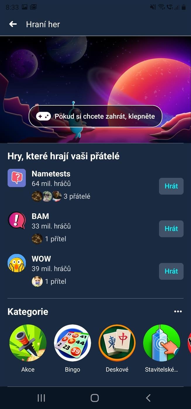 Následně vás aplikace doslova nutí do sledování streamerů vašich oblíbených her