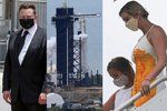 Start rakety Falcon 9 a lodi Crew Dragon: Ivanka Trumpová s dcerou Arabellou a Elon Musk (27. 5. 2020)
