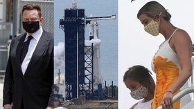 Start rakety Falcon 9 a lodi Crew Dragon: Ivanka Trumpová s dcerou Arabellou a Elon Musk (27. 5. 2020)