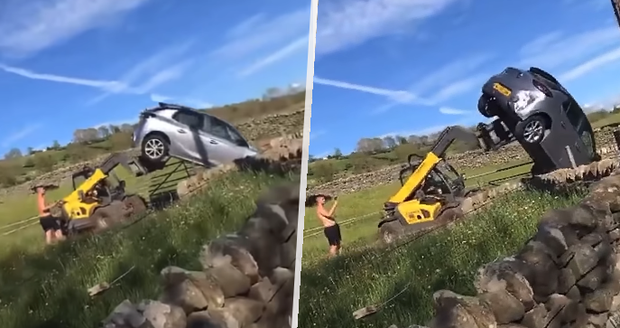 Farmář odklidil cizí auto jako dětskou hračku: Blokovalo mu cestu, tak ho zničil!