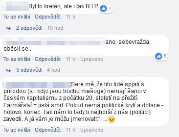 Reakce lidí na smrt Jana Pokorného, alias Indiána z show Farmář hledá ženu.