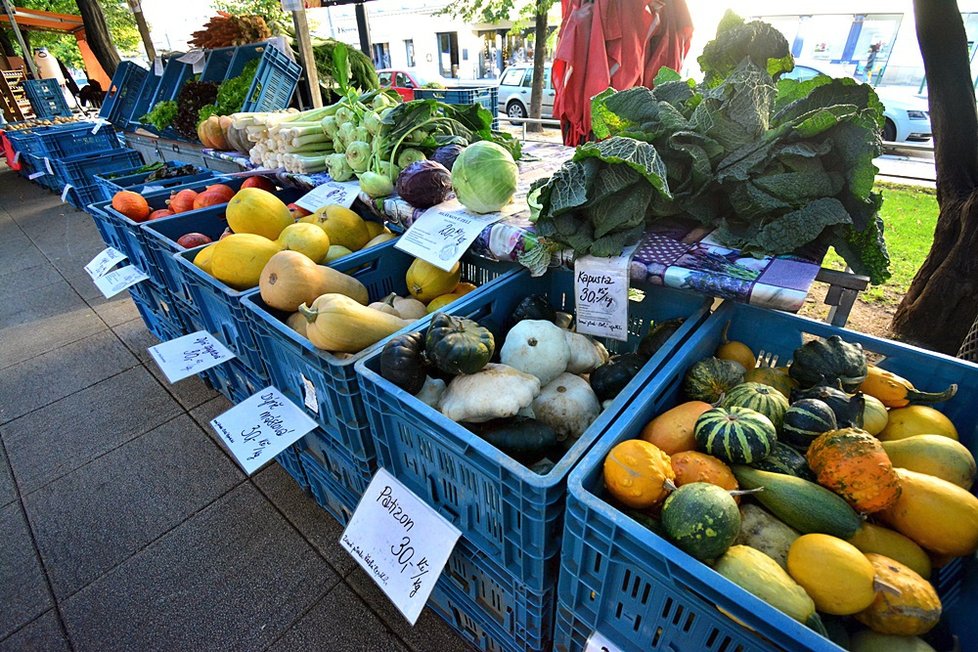 Farmářské trhy na Tyláku na začátku října.